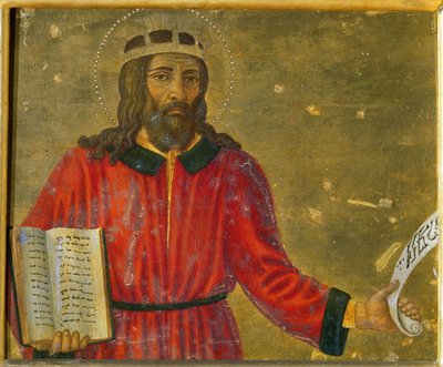 祭壇画のデイビッド・プレデラ王のパネル。 作： Cosimo di Lorenzo Rosselli
