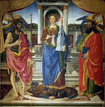 聖バルバラと洗礼者ヨハネとマシュー、1470年頃。 作： Cosimo di Lorenzo Rosselli