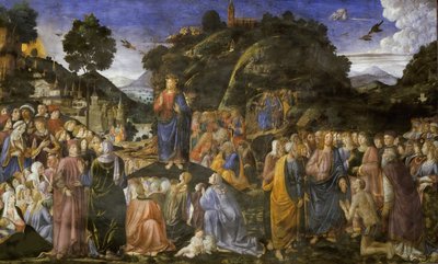 山上の説教、1481-1482。 作： Cosimo di Lorenzo Rosselli