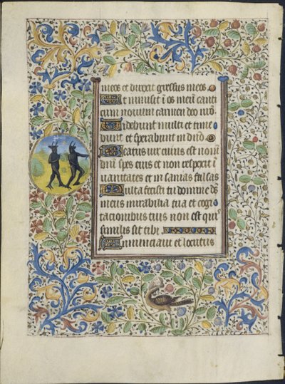ブック・オブ・アワーズからのリーフ：2つの悪魔の対、c。 1460。 作： Coëtivy Master