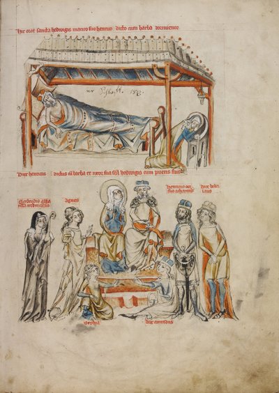 ハインリヒの眠りとヘドウィグの祈り。 ハインリヒとヘドウィグとその子供たち、1353 作： Court workshop of Duke Ludwig I