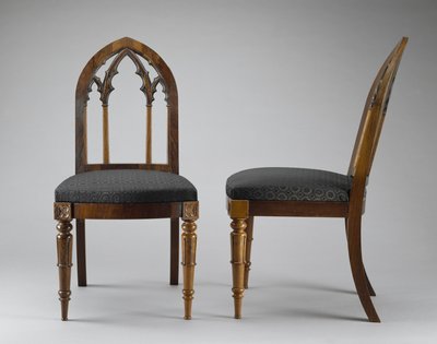 サイドチェアのペア、c。 1844（ローズウッド;アッシュ） 作： Crawford Riddell