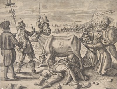 フランダースの乳牛をめぐる争い、1646 年。 作： Crispijn de Passe I