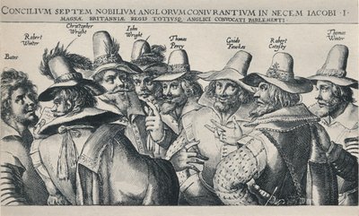 「火薬陰謀の共謀者」、1605年、1904年 作： Crispijn de Passe I