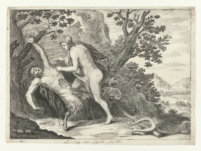 アポロ・ウィルト・マルシュアス 作： Crispijn van de Passe (II) (attributed to)