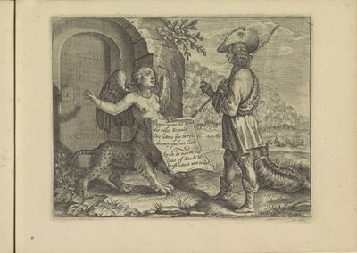 Gesprek tussen een sfinx en een herder 羊飼いに変装したキリスト教の偉大な女性たちの実際の肖像画。 (シリーズタイトル) 作： Crispijn van de Passe (II)
