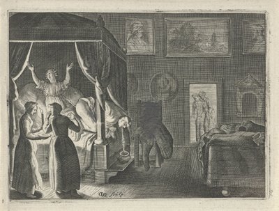 ベッドで嘔吐する男性 作： Crispijn van den Queborn