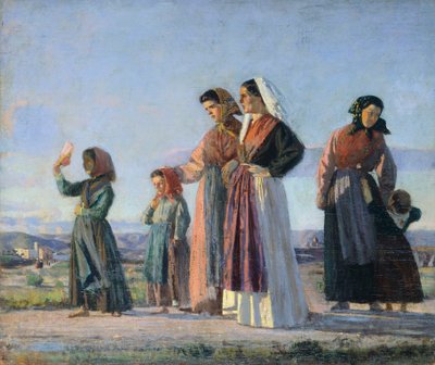ミサからの帰還」 1865年頃 クリスティアーノ・バンティ（1824-1904）作 油彩・キャンバス 38x46cm 作： Cristiano Banti