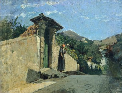 風景の習作 1860年頃 クリスティアーノ・バンティ（1824-1904）作 油彩・キャンバス・板 作： Cristiano Banti