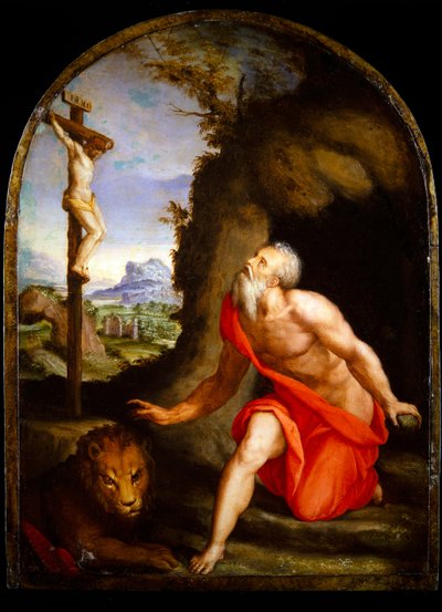 聖ジェローム（銀銅に油彩） 作： Cristofano Allori