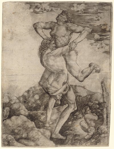 ヘラクレスとアンタイオス 作： Cristofano Robetta, after Antonio del Pollaiuolo