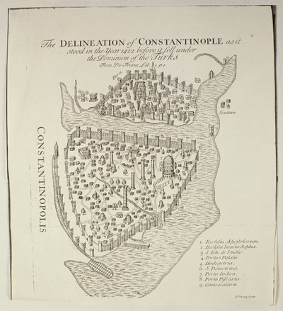1422年のコンスタンティノープルの地図 作： クリストフォロ・ブオンデルモンティ