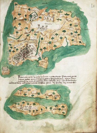 1420年頃のナクソス製ヴェラム製海図（ヴェラム製） 作： クリストフォロ・ブオンデルモンティ