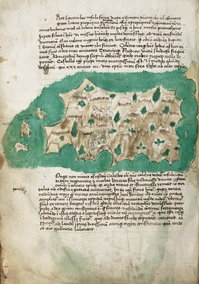 シミ島、ギリシア地図調査、ベラムに手書きメモ付 作： クリストフォロ・ブオンデルモンティ