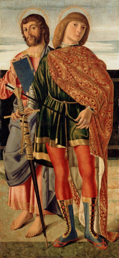 聖マタイと聖セバスティアン、1499年頃（木製パネルのテンペラ） 作： Cristoforo Caselli