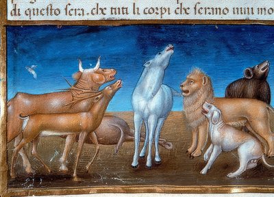世界の終わり：そして、星は空から落ち、動物は恐れます（c.149v）。 1476年 作： Cristoforo De Predis