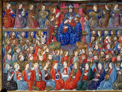 マリアエの戴冠式（c.151v）。 1476年 作： Cristoforo De Predis