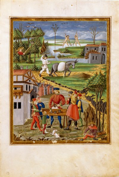 月の影響：漁業、狩猟、農業の場面（細密画、1470年頃 作： Cristoforo De Predis