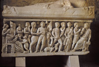 HippolytusとPhaedra、石棺の側からの詳細 作： Croatian School