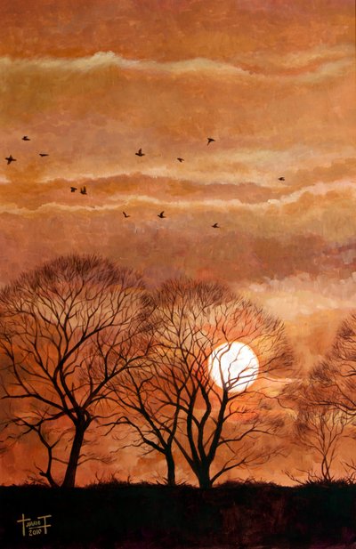 サンセット、ウィンザー、2010（紙にアクリル） 作： Cruz Jurado Traverso
