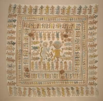 「囚人」テキスタイルのパネル、c.1300-1470（綿と染料） 作： Culture Chimu