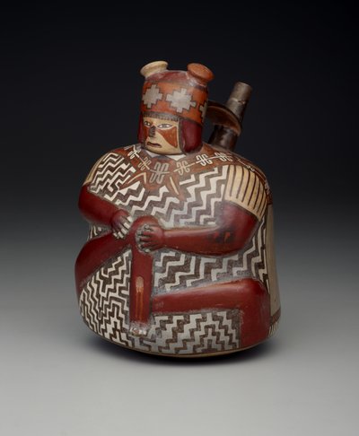 負傷した戦士を描いた船、初期中期、ナスカフェーズ7、c.500-600（セラミック） 作： Culture Nazca