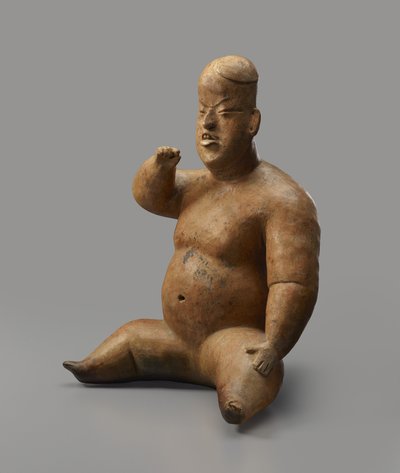 着席フィギュア（スリップ付き陶器） 作： Culture Olmec