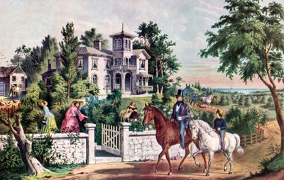 アメリカの田舎暮らし、5月の朝、1855年。 作： Currier and Ives