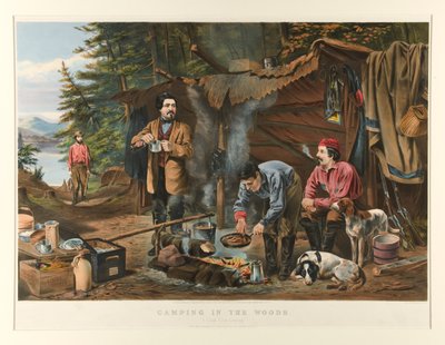 森の中のキャンプ。 作： Currier and Ives