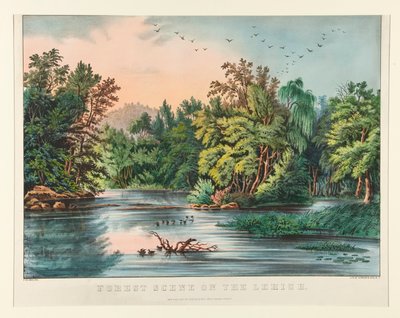 リーハイの森のシーン 作： Currier and Ives