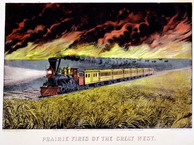 アメリカの大西洋のプレーリー火災、1871 作： Currier and Ives