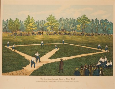 アメリカン・ナショナル・ゲーム・オブ・ベースボール、1866年頃。 作： Currier and Ives.
