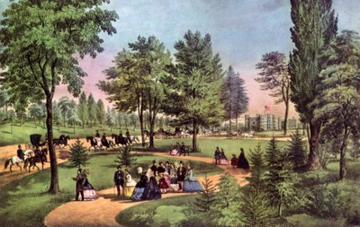 ドライブ、セントラルパーク、1862。 作： Currier and Ives
