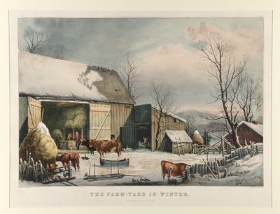 冬の農場 作： Currier and Ives
