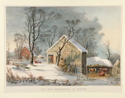 冬のオールド ホームステッド 作： Currier and Ives