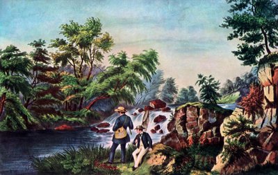 トラウトストリーム、1852年。 作： Currier and Ives