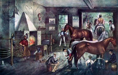 フォージでのひび割れ、1869年。 作： Currier and Ives
