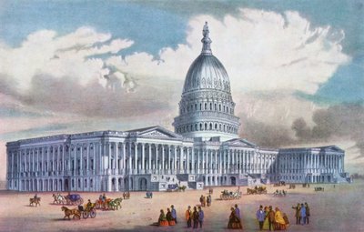 ワシントン、アメリカ合衆国議会議事堂、19世紀。 作： Currier and Ives