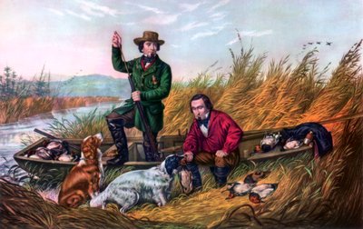 ワイルドダックシューティング、1854年。 作： Currier and Ives