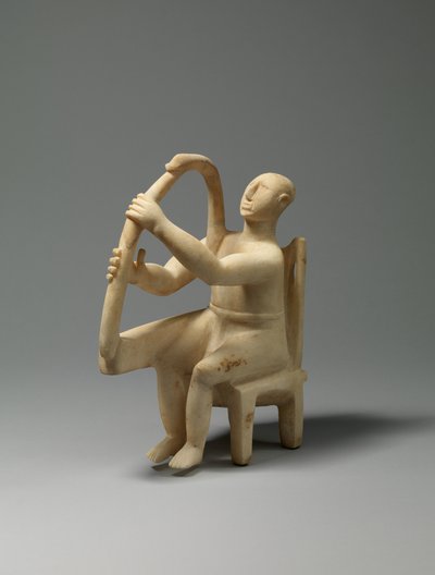 大理石製の座ったハープ奏者、紀元前2800～2700年（大理石 作： Cycladic Cycladic