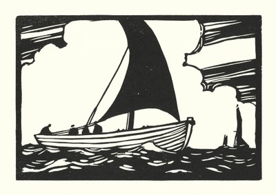 漁船とはしけディール・ギャレー・パント（木版画） 作： Cyril A. Wilkinson