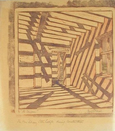 死体、1929年頃（リノカット） 作： Cyril Edward Power