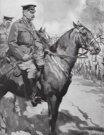 キッチナー軍」の一部を視察するキッチナー卿（リトグラフ） 作： Cyrus (after) Cuneo