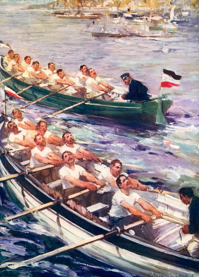 イギリス人とドイツ人の間の手漕ぎレース 作： Cyrus Cuneo