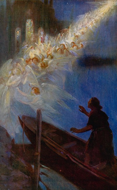 伝説のウェストミンスター寺院の奉献、漁師のビジョン 作： Cyrus Cuneo