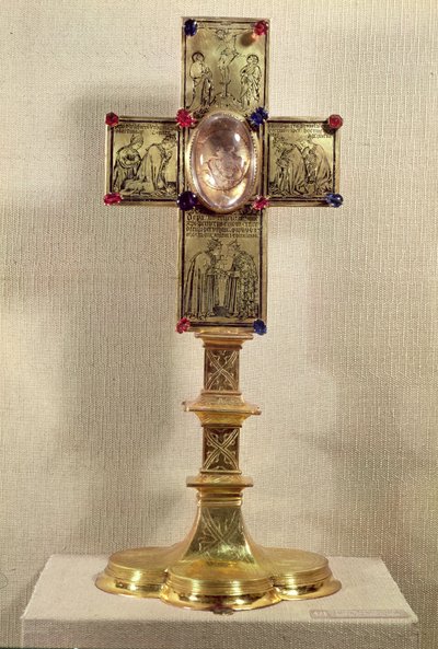 教皇アーバンVの聖遺物箱の十字架（1310-70）1368-78（金、水晶、宝石） 作： Czech School