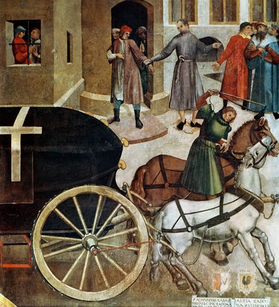 礼拝堂、チャペルの聖ヴァーツラフの生涯の詳細、1520年（フレスコ画） 作： Czech School