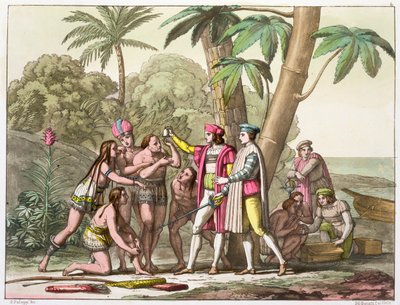 クリストファー・コロンブスとネイティブ・アメリカン、1492-1503 c1820-1839 作： DK Bonatti