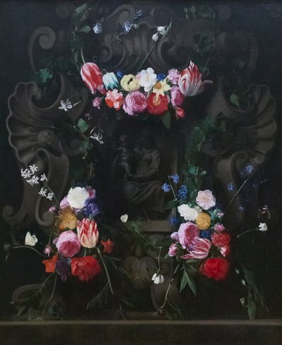 聖母子を囲む花輪 作： D. & Quellinus E. (1607 78) Seghers