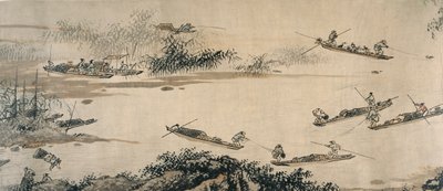 秋の川の漁師、明王朝、15 世紀。 作： Dai Jin